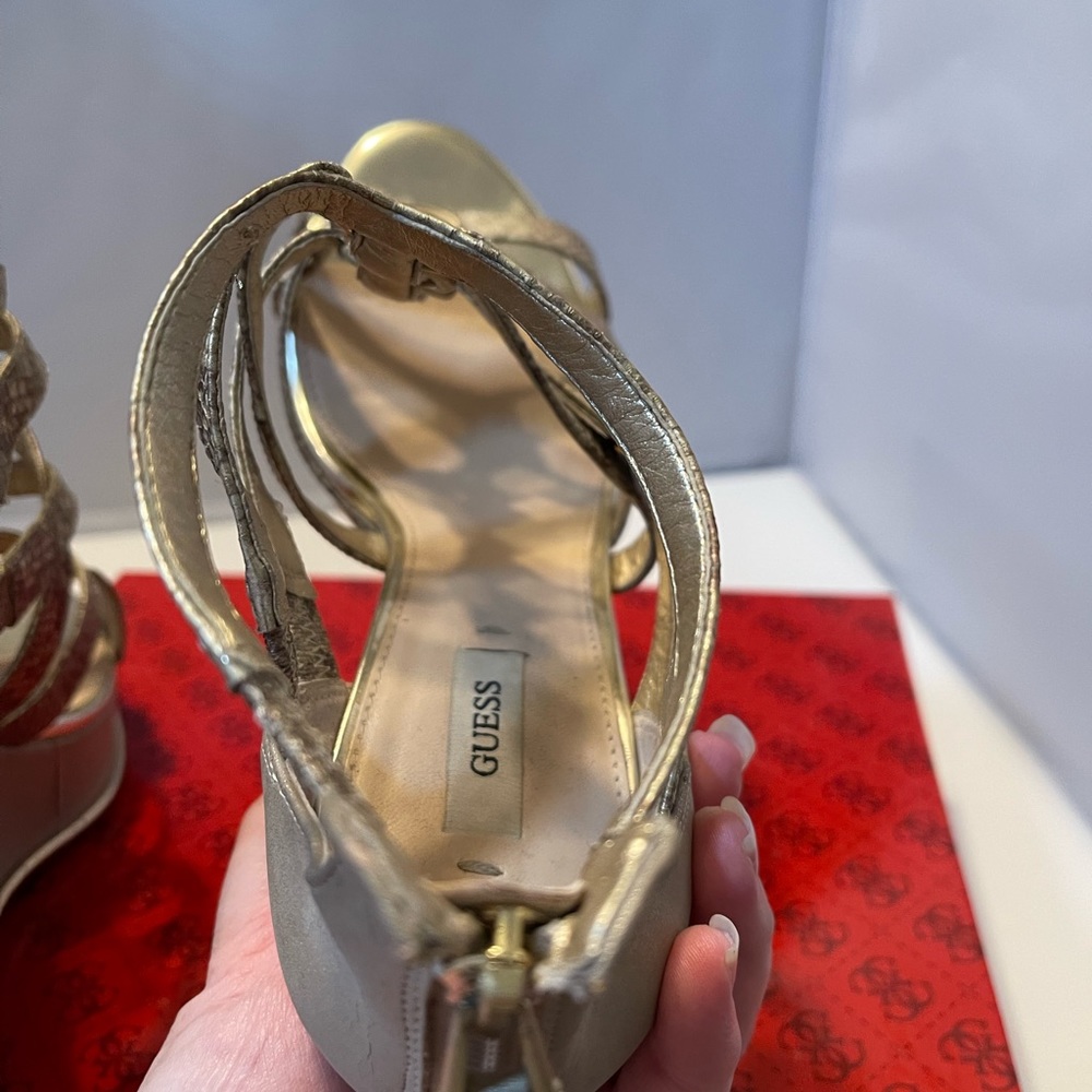 Guess Gold Multi Snake Print Platform Wedges Gw B… - image 5